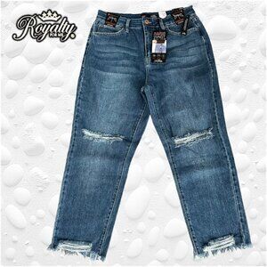 "ROYALTY FOR ME" HIGH-RISE MOM FIT JEANS - 10 NWT